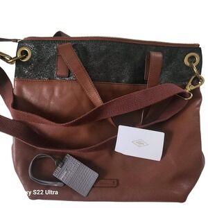 Fossil Keely crossbody tote bag in brown Leather Adjustable Strap